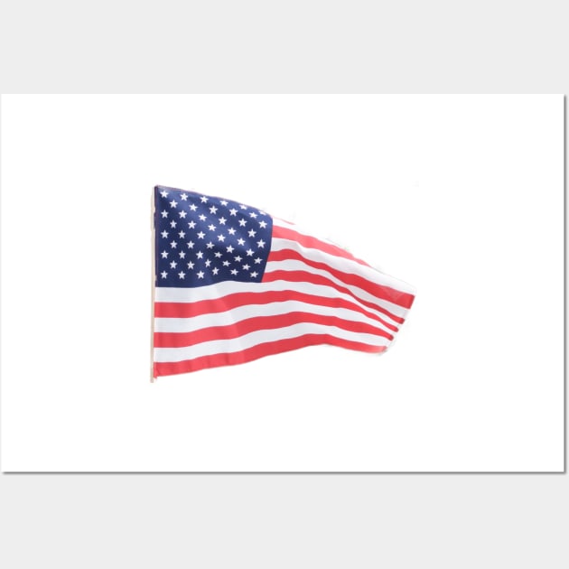 American stars and stripes flag isolated on white, in breeze. Wall Art by brians101